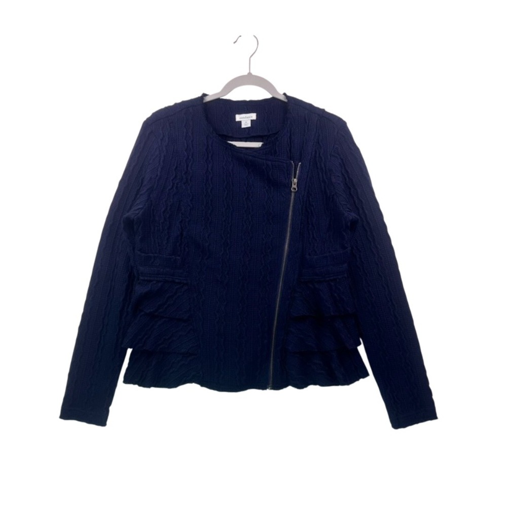 Sundance Navy Textured Ruffle Jacket – Size M – Excellent Condition - Picture 11 of 16